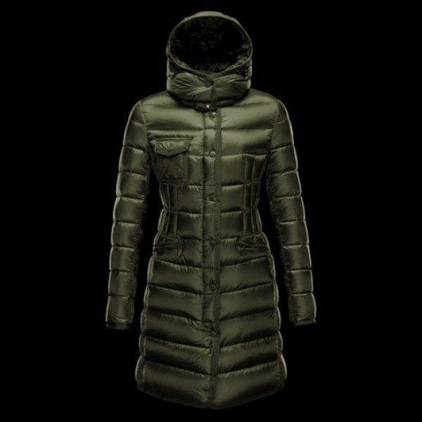 Moncler Donna lunghe e calde Giù cappotto Army verde Outlet M1073